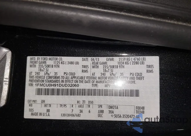 1FMCU0H91DUD32060: 44290369