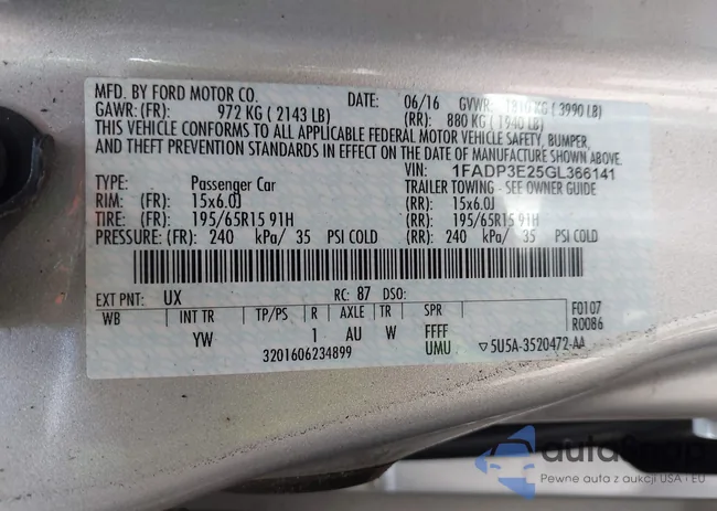 1FADP3E25GL366141: 44289748