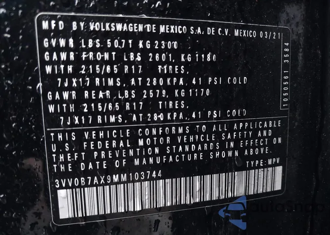 3VV0B7AX9MM103744: 44291030