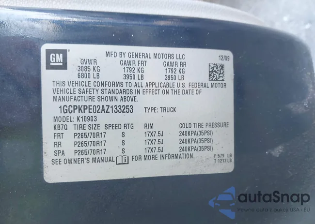 1GCPKPE02AZ133253: 44291047