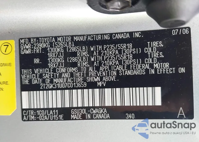 2T2GK31U07C013659: 44291101