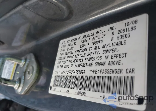 1HGCP26729A058824: 44291127