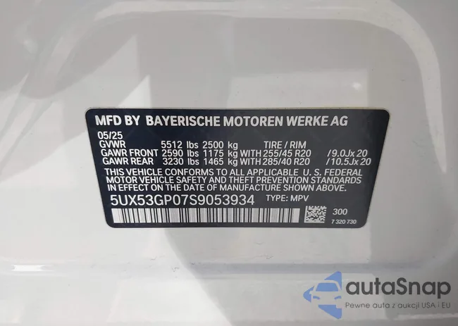 5UX53GP07S9053934: 44291147