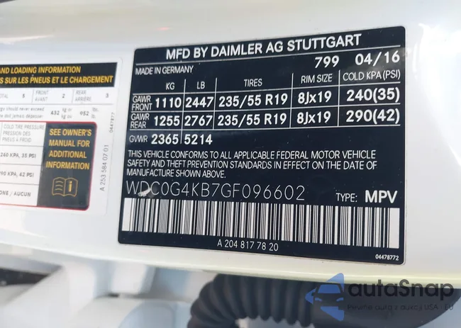 WDC0G4KB7GF096602: 44291150