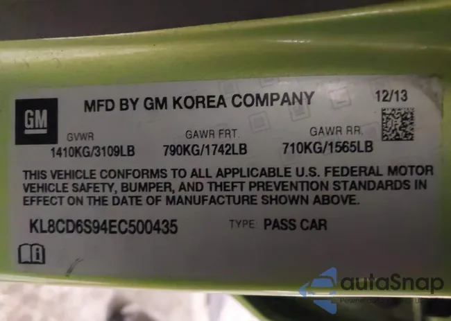 KL8CD6S94EC500435: 44291187