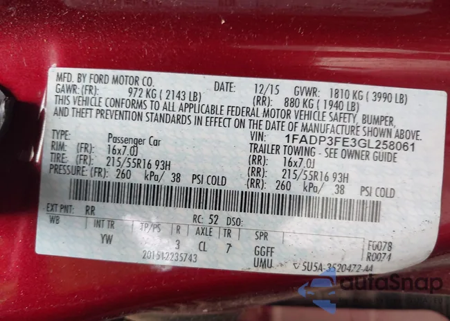 1FADP3FE3GL258061: 44291220