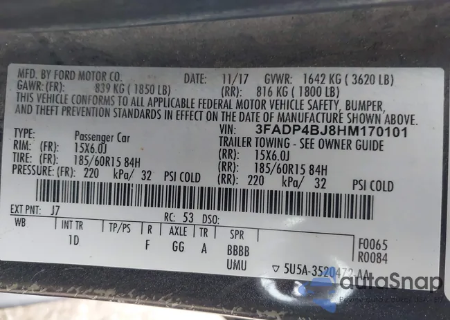 3FADP4BJ8HM170101: 44291221