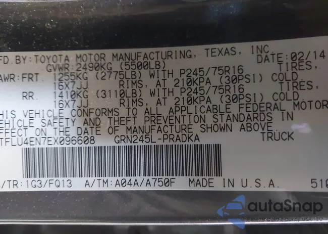 5TFLU4EN7EX096608: 44291225