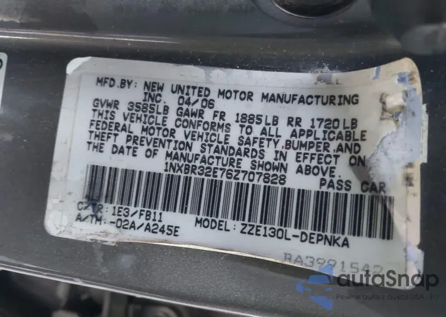 1NXBR32E76Z707828: 44291227