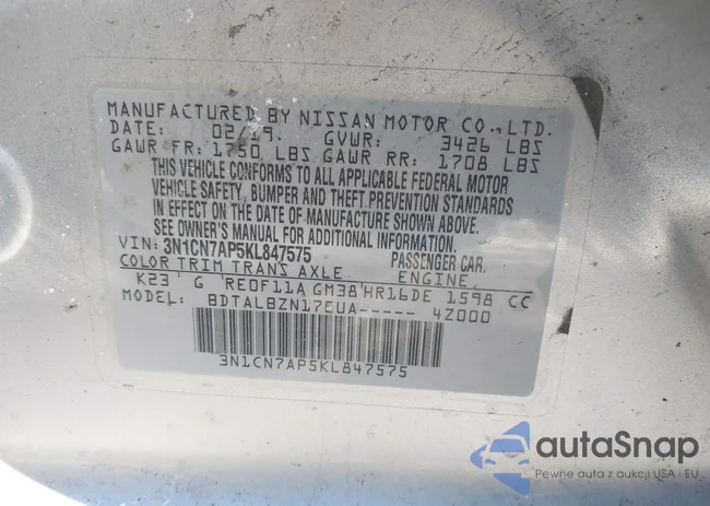 3N1CN7AP5KL847575: 44291408