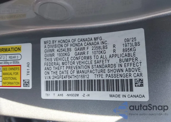 2HGFE4F84TH316812: 44291424