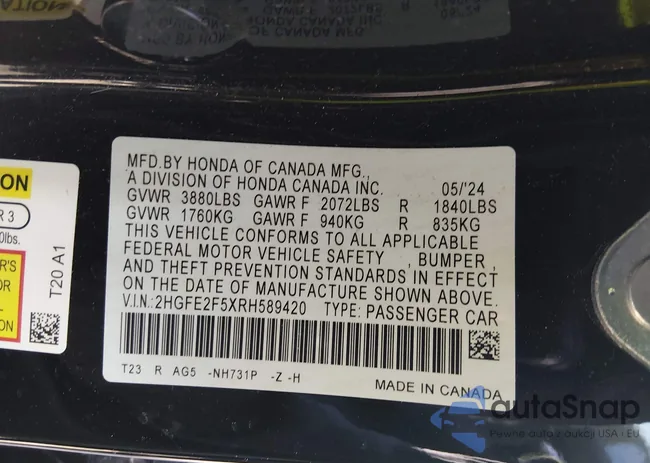 2HGFE2F5XRH589420: 44291427