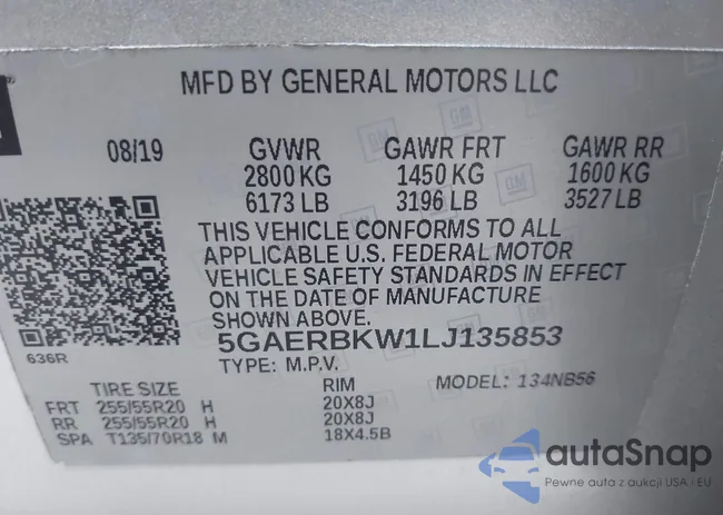 5GAERBKW1LJ135853: 44291477