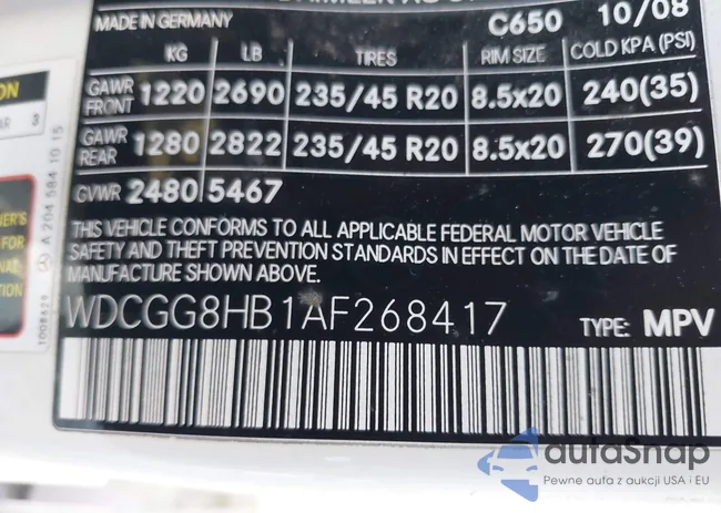 WDCGG8HB1AF268417: 44290637