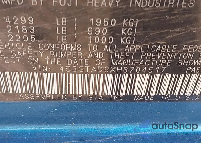 4S3GTAD6XH3704517: 44290642