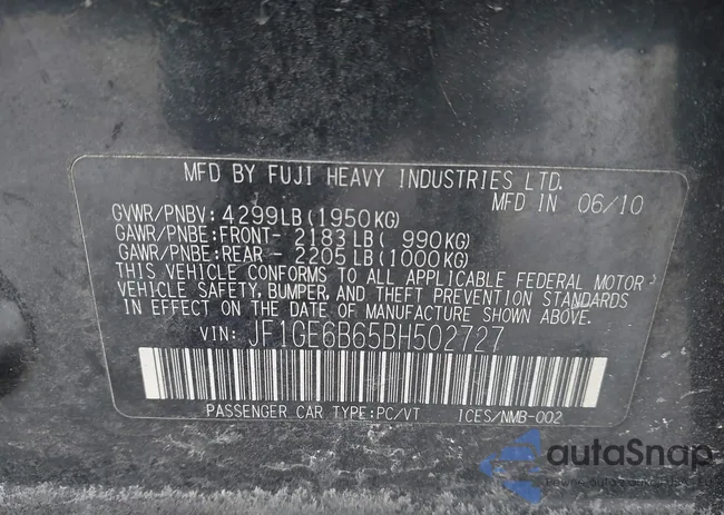 JF1GE6B65BH502727: 44290720