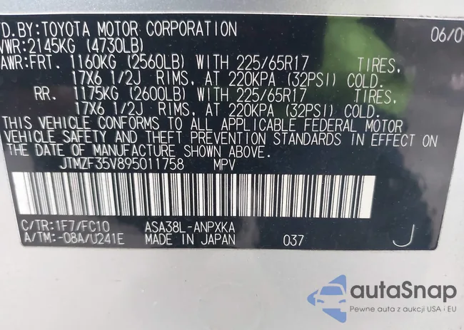 JTMZF35V895011758: 44290738