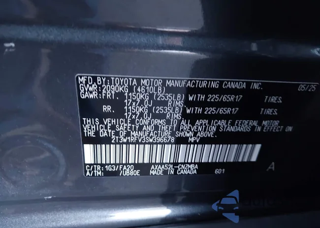 2T3W1RFV3SW396678: 44290868