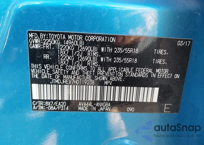 JTMDJREV7HD119238: 44290989