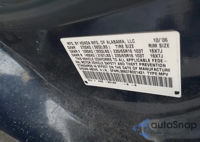 5FNRL38607B021421: 44292072