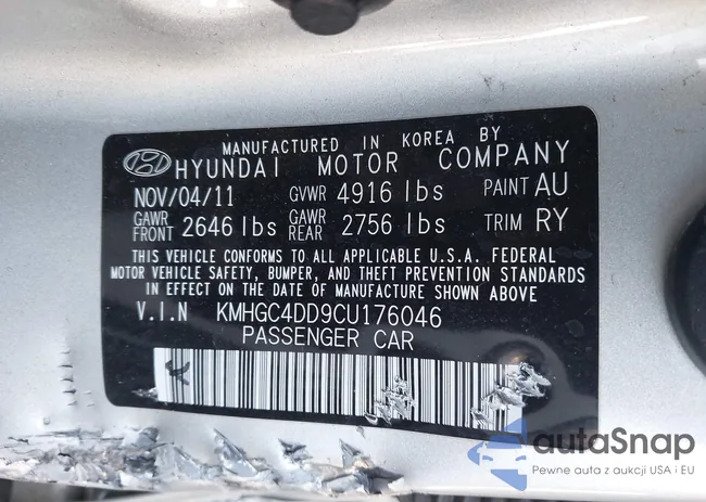 KMHGC4DD9CU176046: 44292075