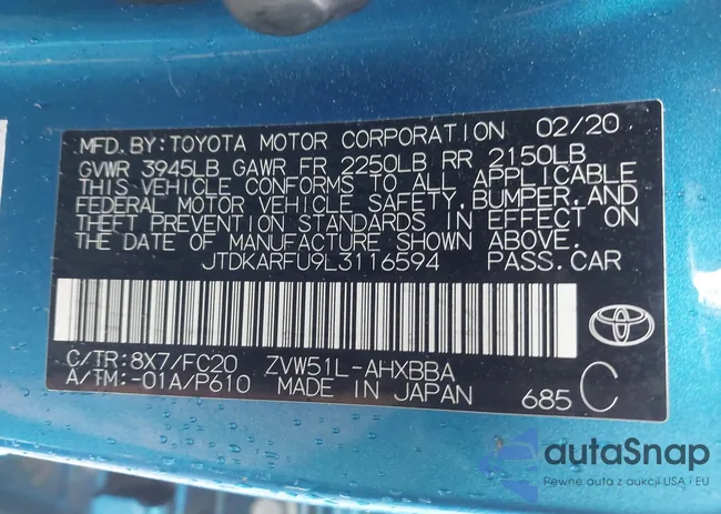 JTDKARFU9L3116594: 44292153