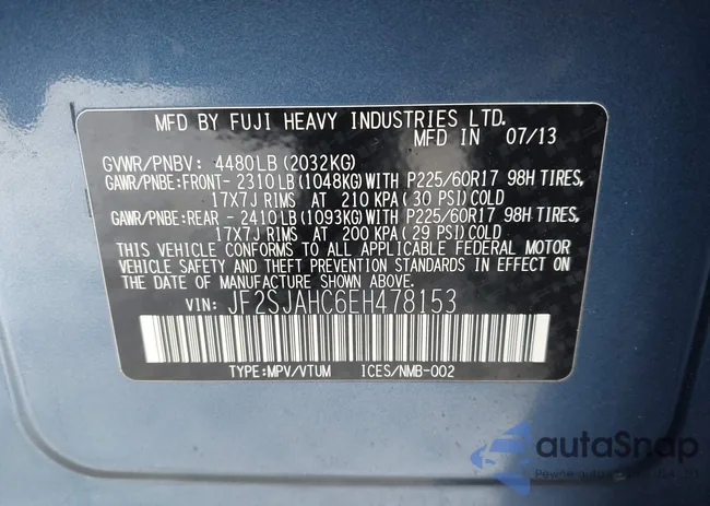 JF2SJAHC6EH478153: 44292303