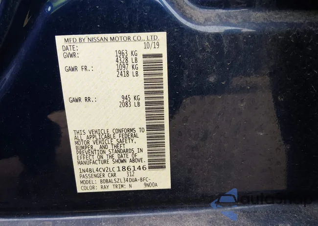 1N4BL4CV2LC186146: 44292307