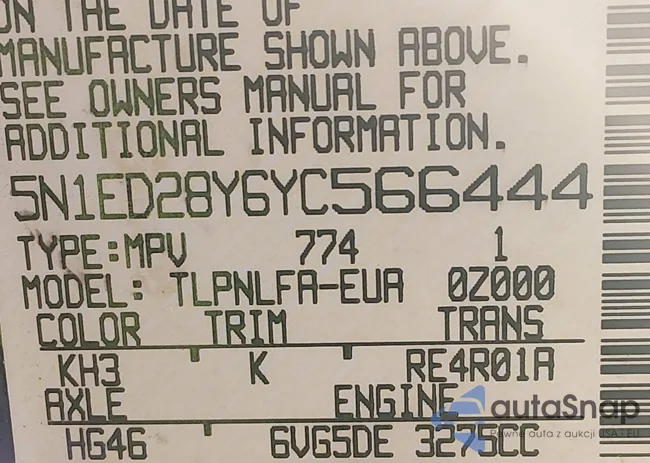 5N1ED28Y6YC566444: 44292324