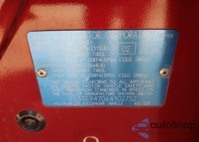 JS3TE947064102752: 44292337