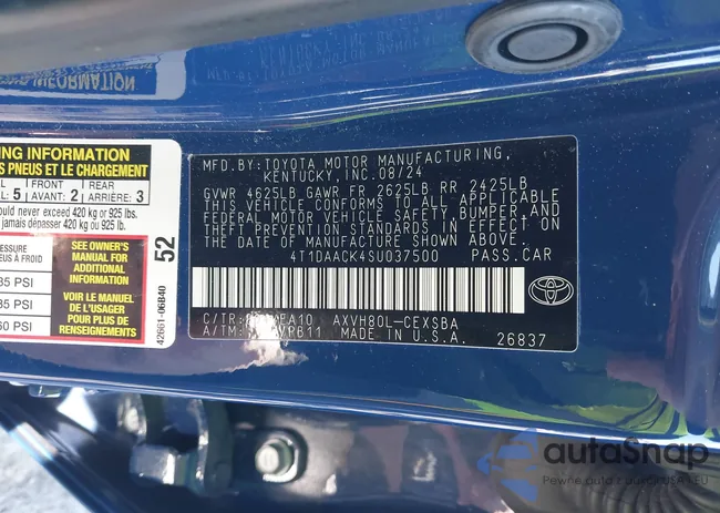 4T1DAACK4SU037500: 44292364