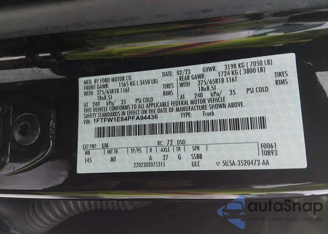 1FTFW1E84PFA94436: 44292437