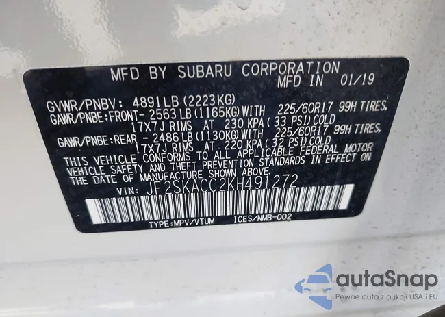 JF2SKACC2KH491272: 44292502