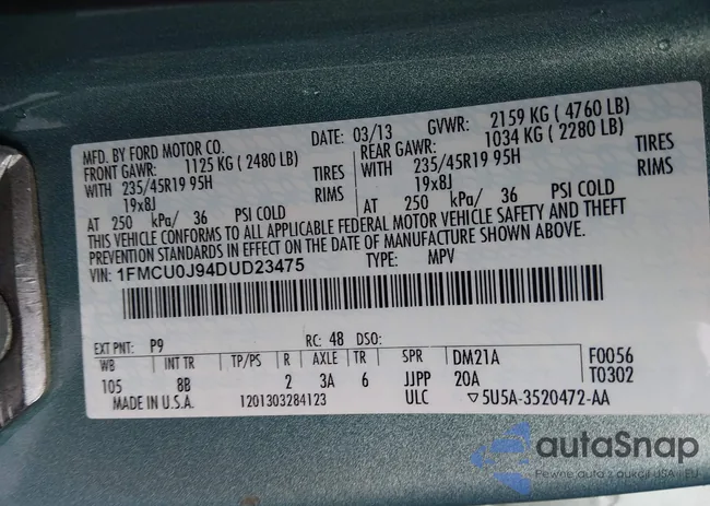 1FMCU0J94DUD23475: 44292522