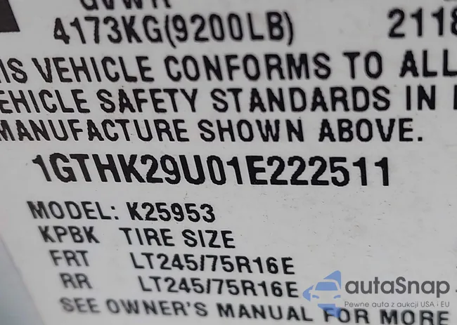 1GTHK29U01E222511: 44292607