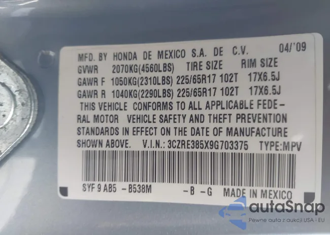 3CZRE385X9G703375: 44292015