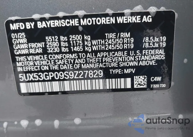 5UX53GP09S9Z27829: 44293246