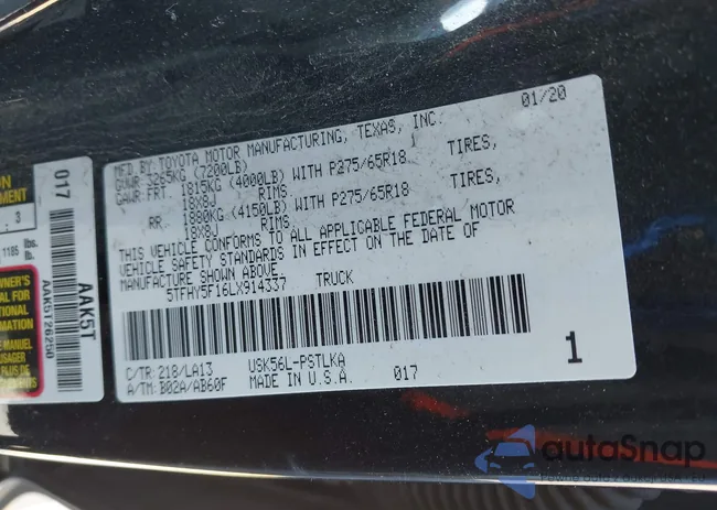 5TFHY5F16LX914337: 44293327