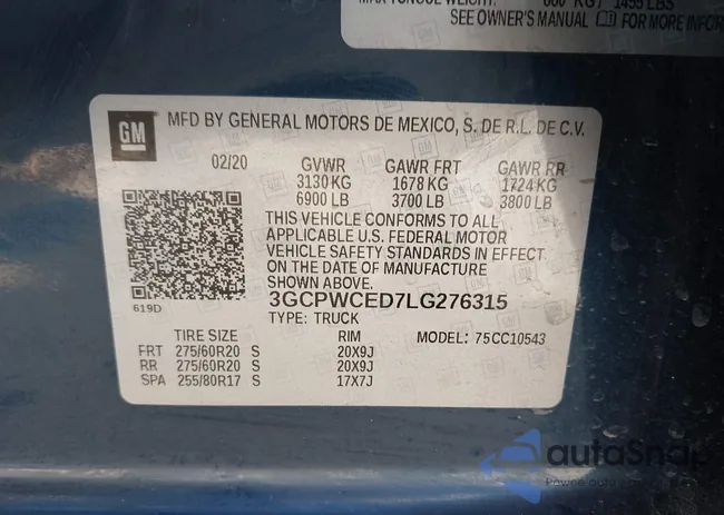 3GCPWCED7LG276315: 44293375