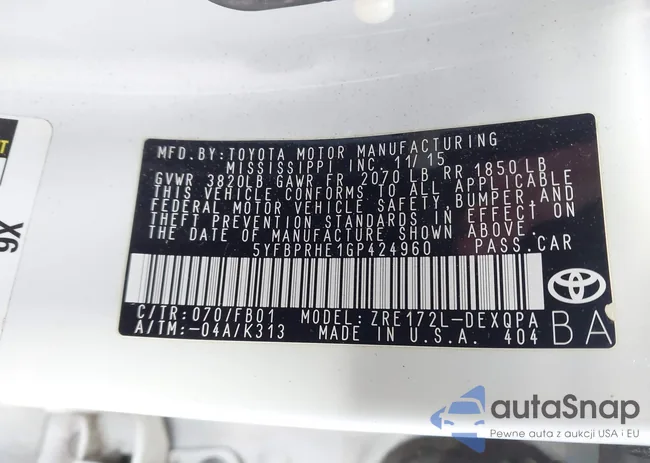 5YFBPRHE1GP424960: 44293387