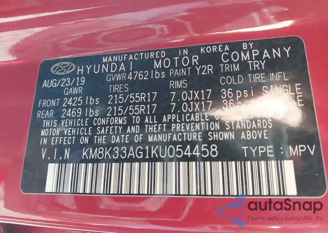 KM8K33AG1KU054458: 44293396