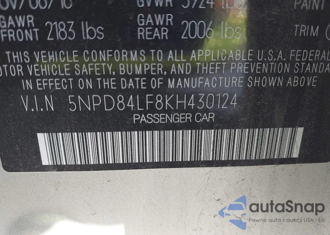 5NPD84LF8KH430124: 44293459