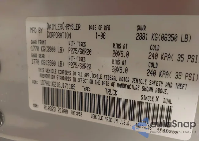 1D7HU16216J171189: 44293499