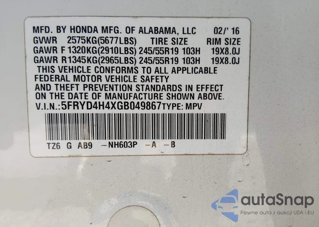 5FRYD4H4XGB049867: 44293582