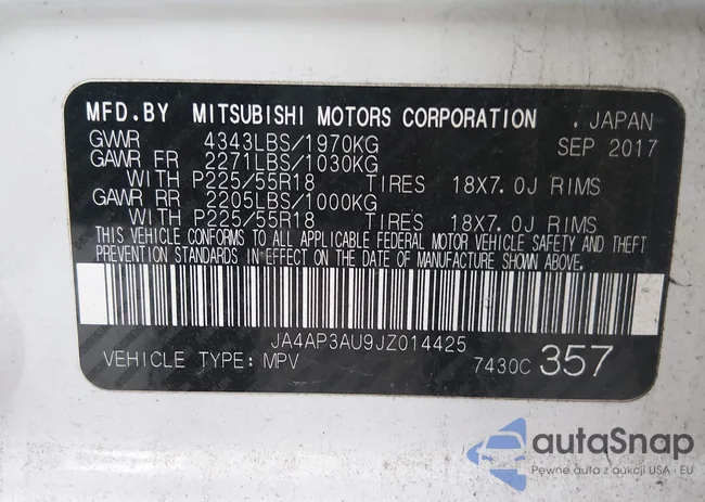 JA4AP3AU9JZ014425: 44293592