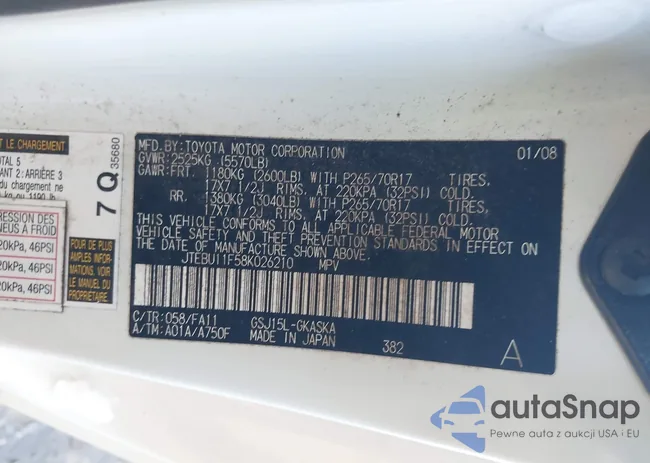 JTEBU11F58K026210: 44292932