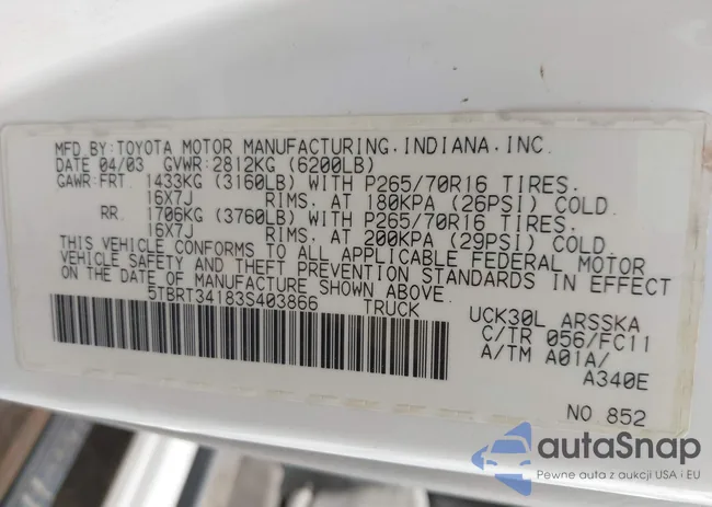 5TBRT34183S403866: 44292999