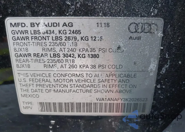 WA1ANAFY3K2026523: 44294072