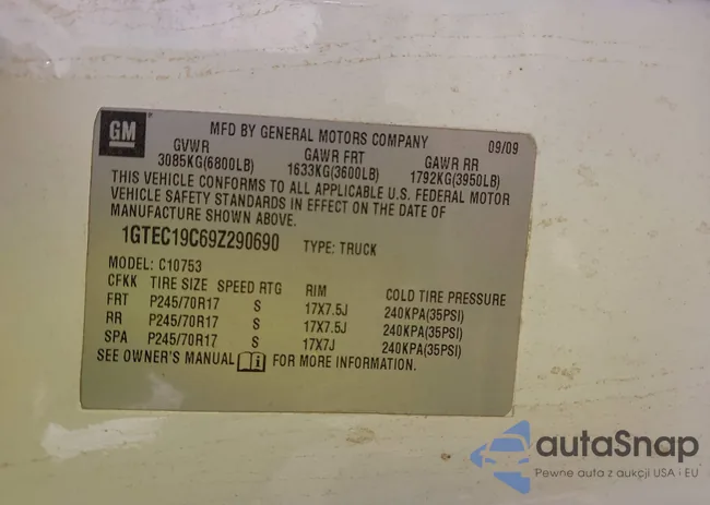 1GTEC19C69Z290690: 44294077