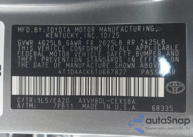 4T1DAACK6TU667827: 44294196